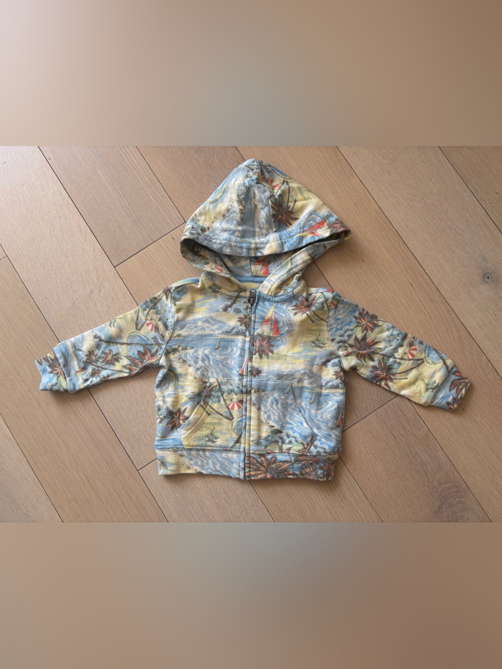 Polo - 9M - Printed Cotton Zip Up Hoodie